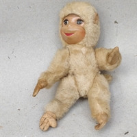 beige-plys-abe-hale-bevægelige-arme-ben-menneskelignende-ansigt-gammelt-krammedyr-legetøj